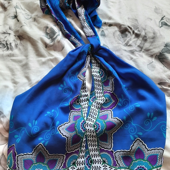 Le Chateau asymetrical licou blue dress size xs - Picture 2 of 3